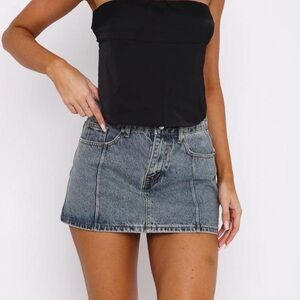 White Fox Denim Mini Skirt